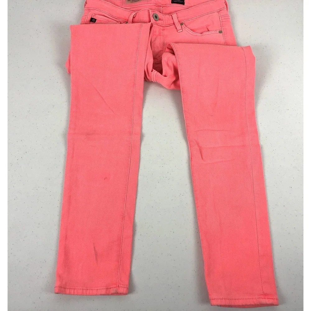 Adriano Goldschmied Womens 25 X 27 Jeans Pink The Stevie Ankle Slim Straight Leg